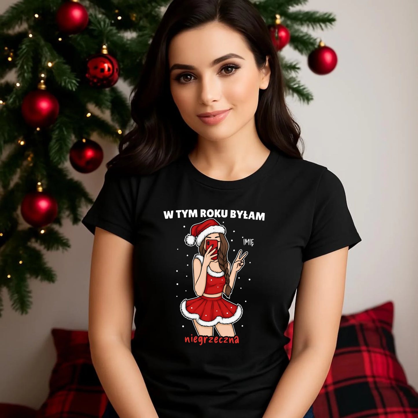 Koszulka damska świąteczna - W tym toku byłam niegrzeczna - personalizowana BN21 - StoryCups.pl