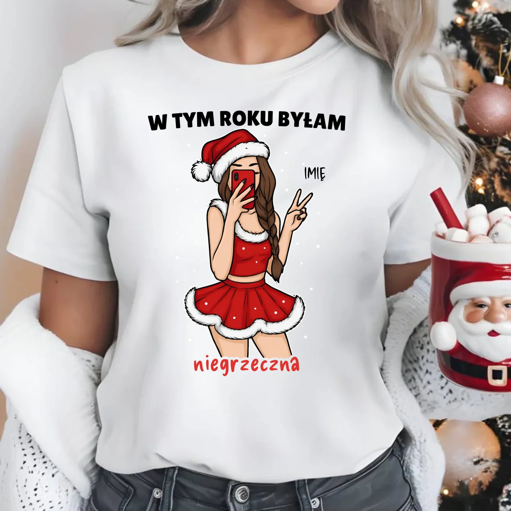Koszulka damska świąteczna - W tym toku byłam niegrzeczna - personalizowana BN21 - StoryCups.pl