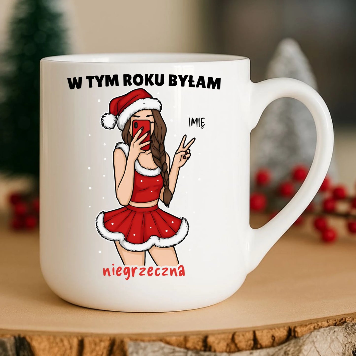 Kubek elegant świąteczny - W tym toku byłam niegrzeczna - personalizowany BN21 - StoryCups.pl
