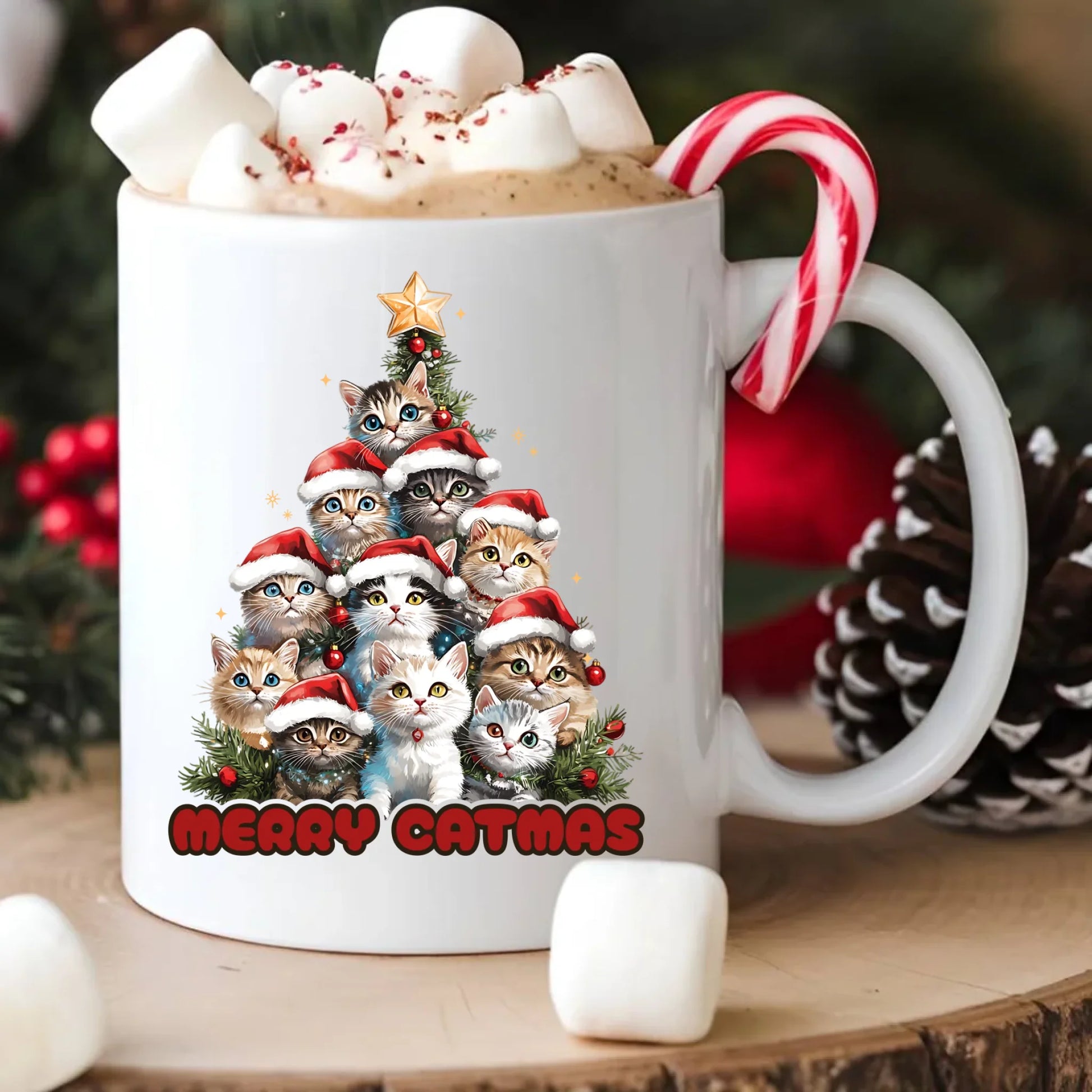 Kubek świąteczny - Kocia choinka Merry Catmas BN20 - StoryCups.pl