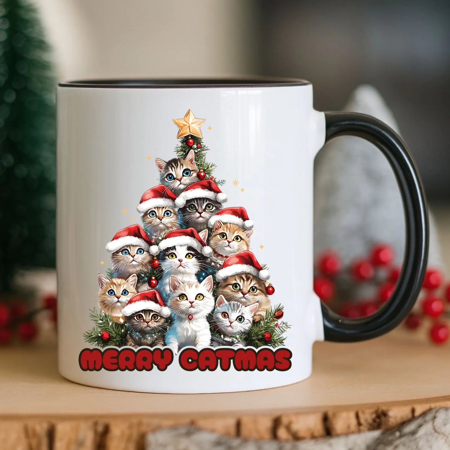Kubek świąteczny - Kocia choinka Merry Catmas BN20 - StoryCups.pl