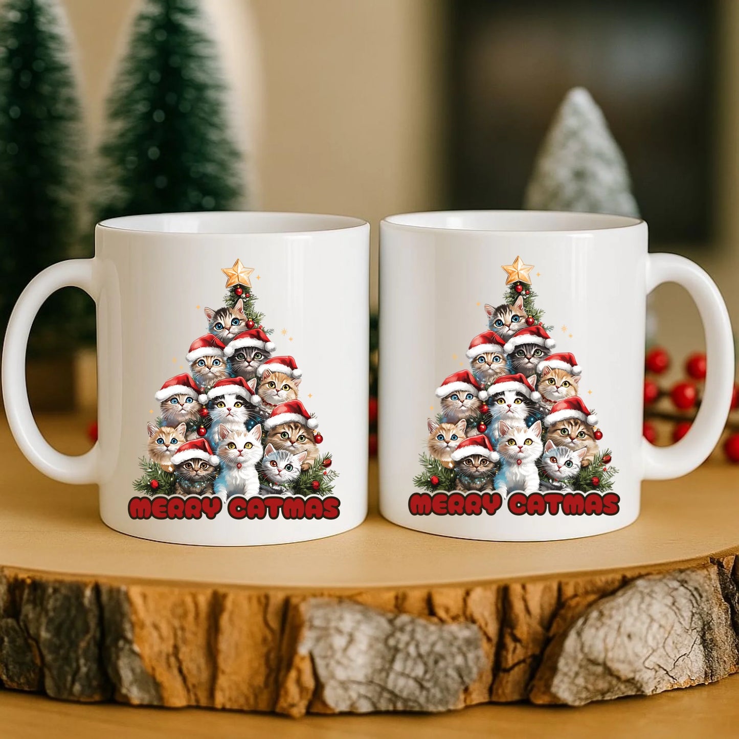 Kubek świąteczny - Kocia choinka Merry Catmas BN20 - StoryCups.pl