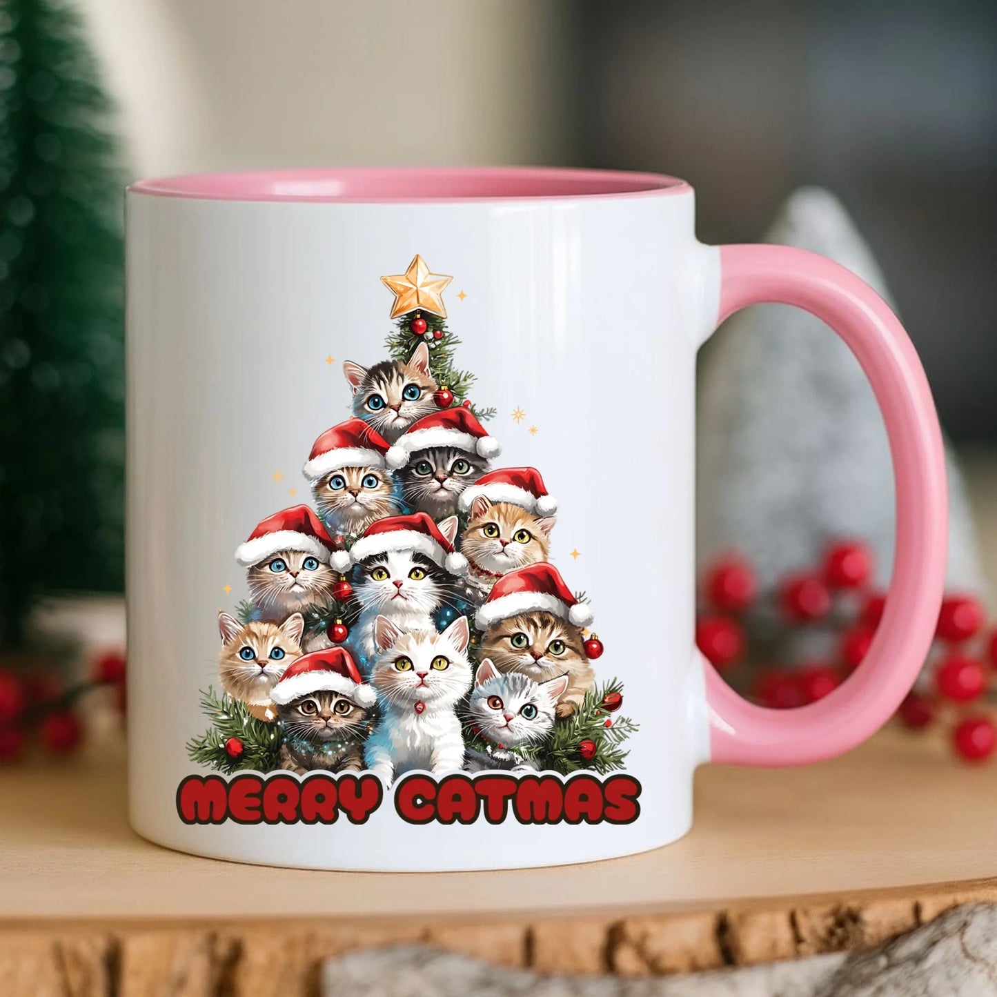Kubek świąteczny - Kocia choinka Merry Catmas BN20 - StoryCups.pl
