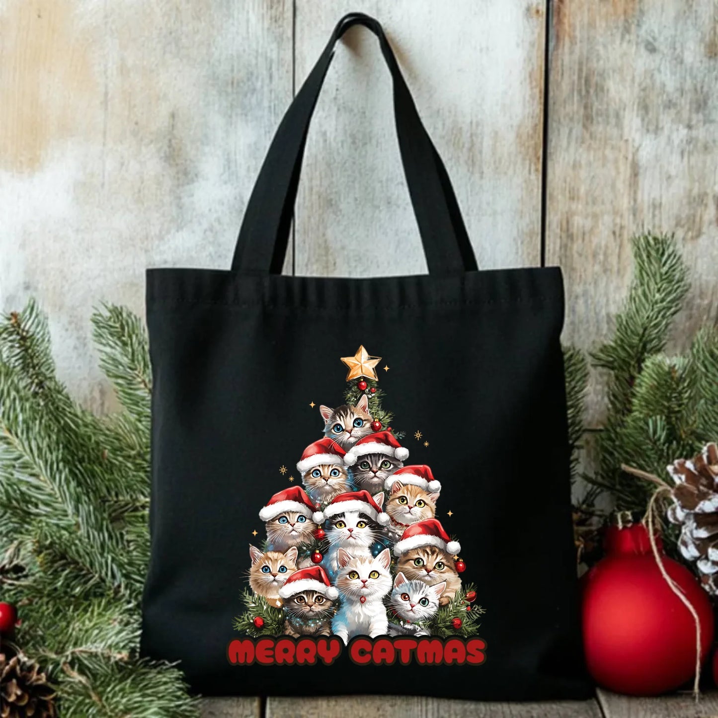 Torba świąteczna - Kocia choinka Merry Catmas BN20 - StoryCups.pl