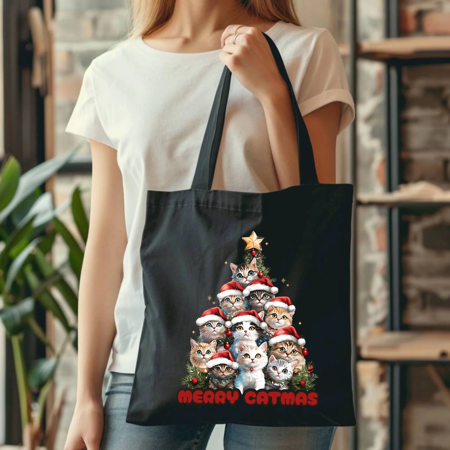 Torba świąteczna - Kocia choinka Merry Catmas BN20 - StoryCups.pl