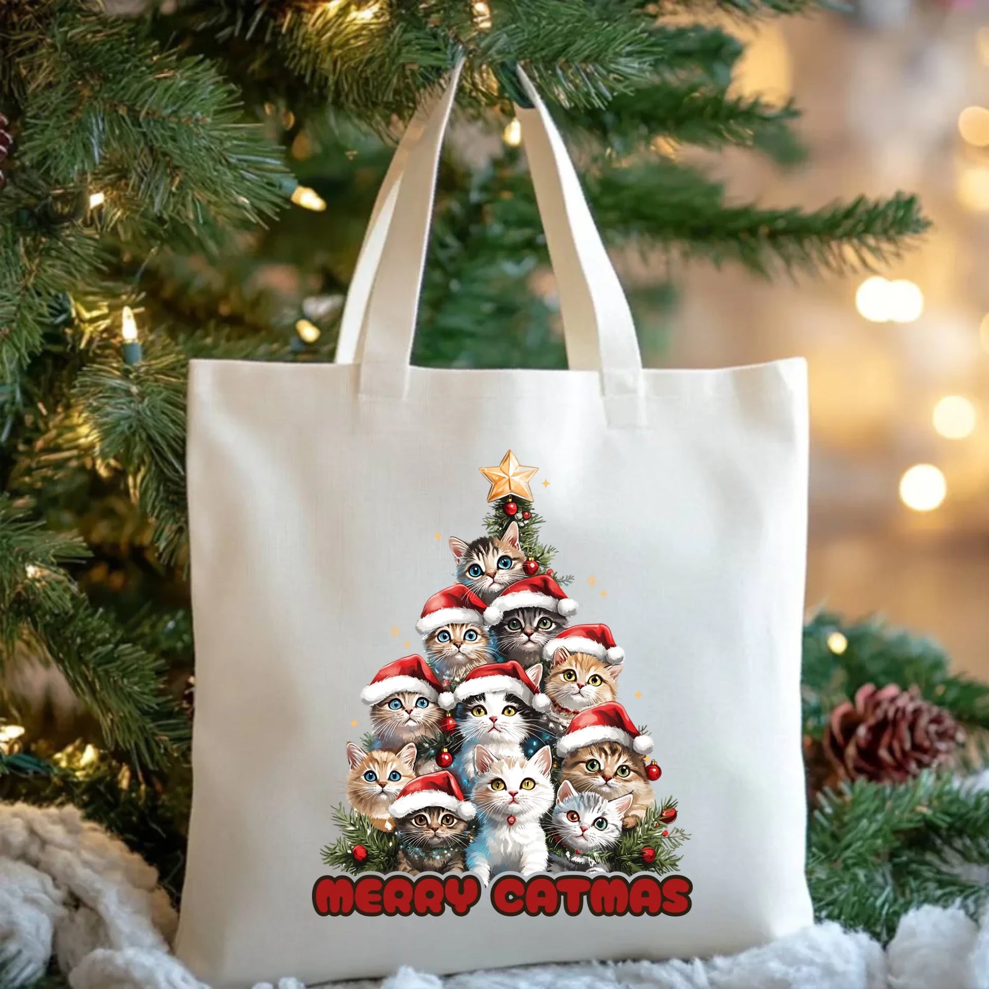 Torba świąteczna - Kocia choinka Merry Catmas BN20 - StoryCups.pl