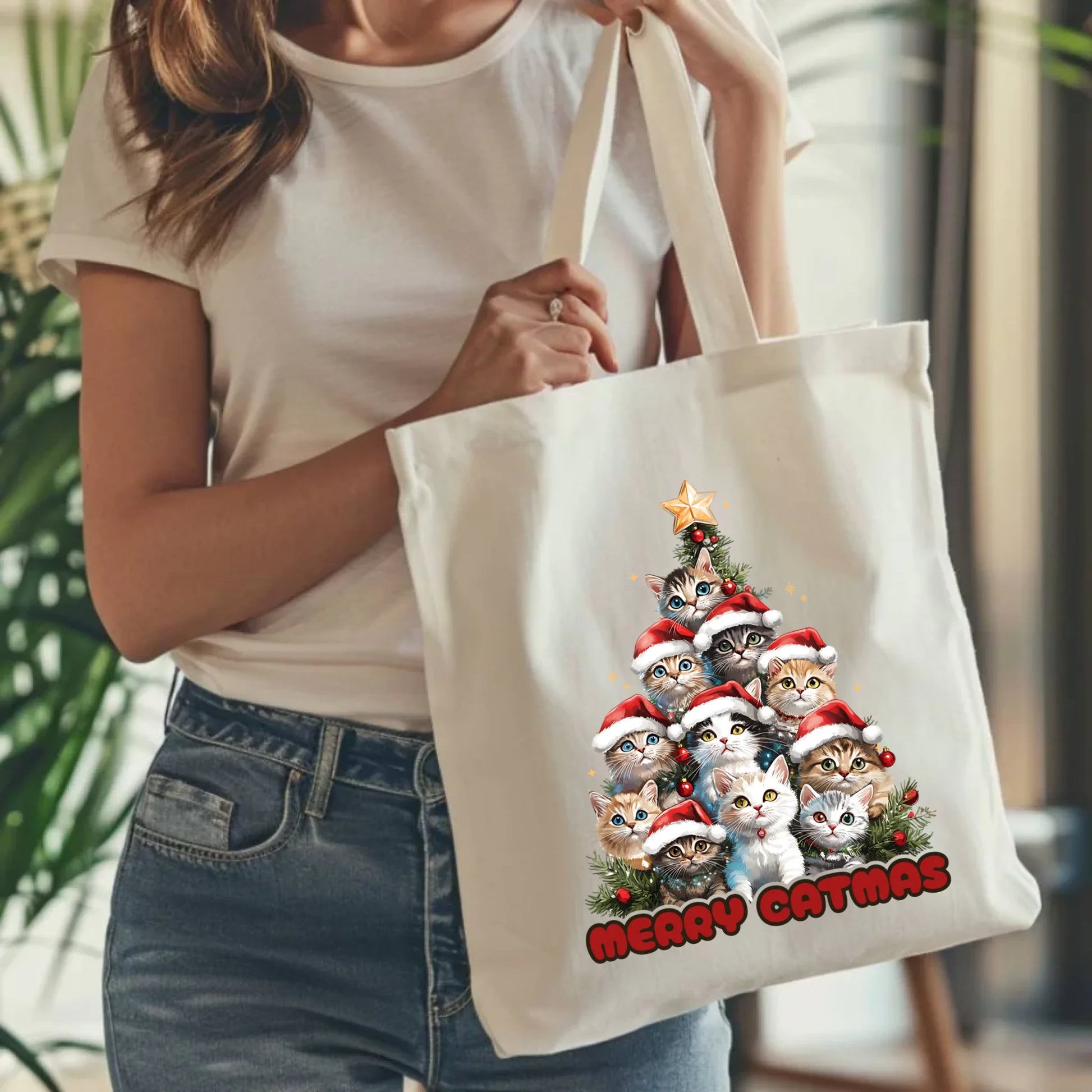 Torba świąteczna - Kocia choinka Merry Catmas BN20 - StoryCups.pl