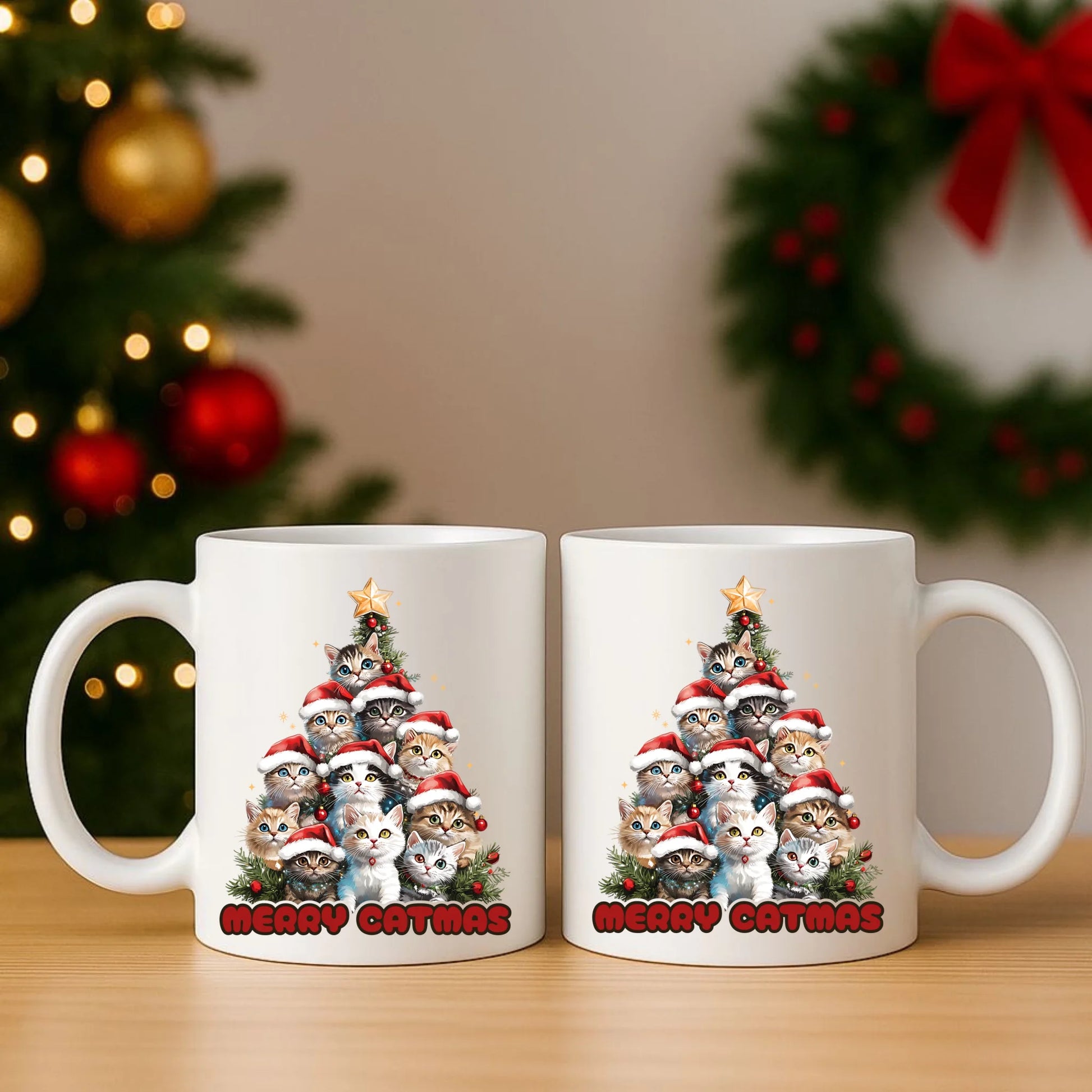 Zestaw poduszka i kubek świąteczny - Kocia choinka Merry Catmas BN20 - StoryCups.pl