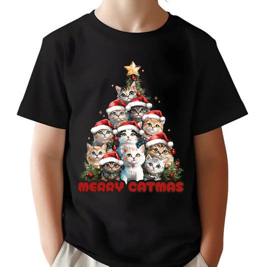 Koszulka dziecięca świąteczna - Kocia choinka Merry Catmas BN20 - StoryCups.pl