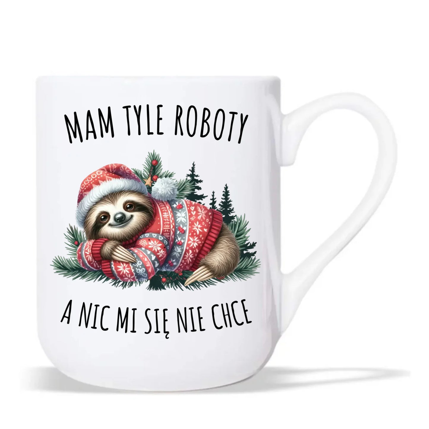 Kubek elegant świąteczny - Leniwiec Mam tyle roboty, a nic mi się nie chce BN18 - StoryCups.pl