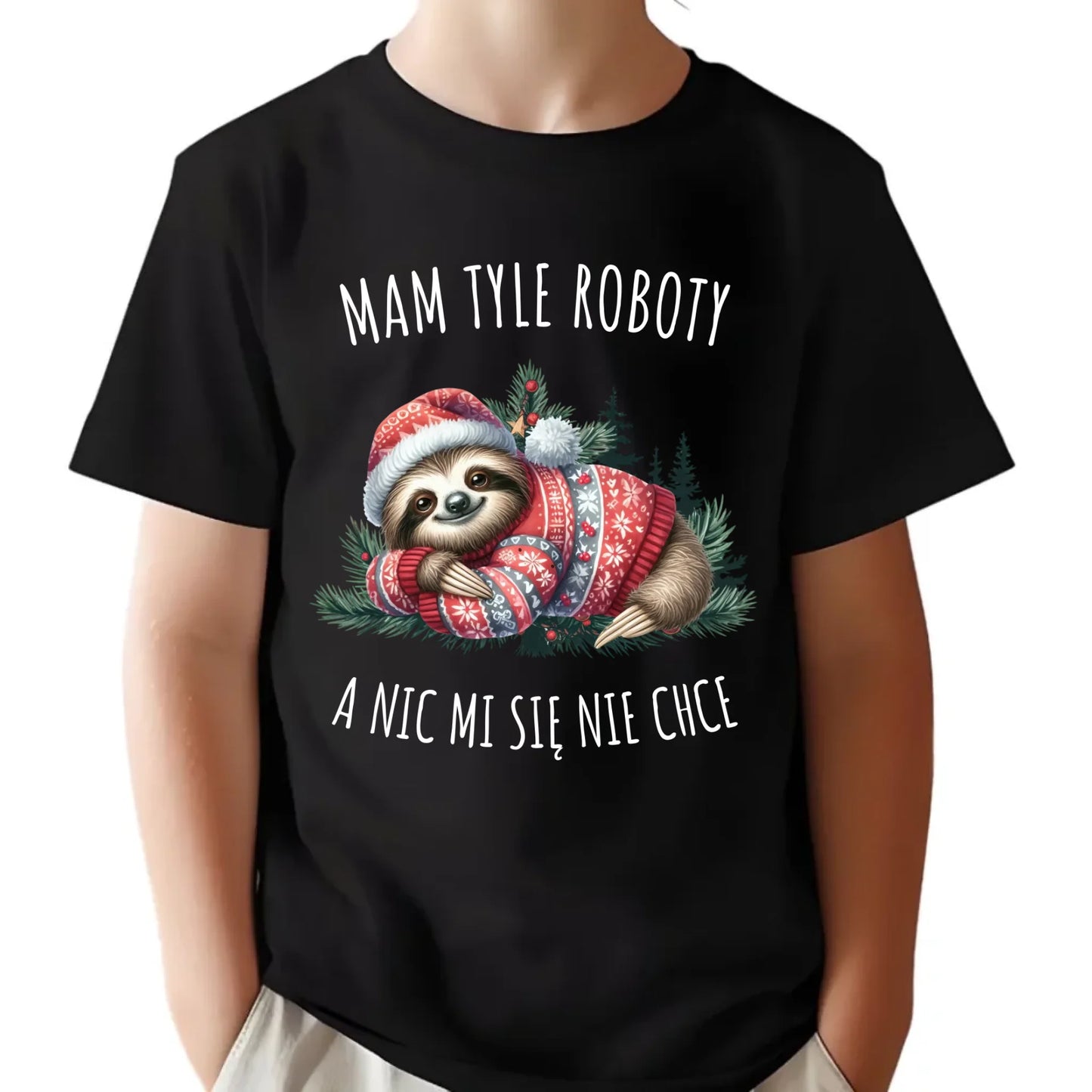 Koszulka dziecięca świąteczna - Leniwiec Mam tyle roboty, a nic mi się nie chce BN18 - StoryCups.pl