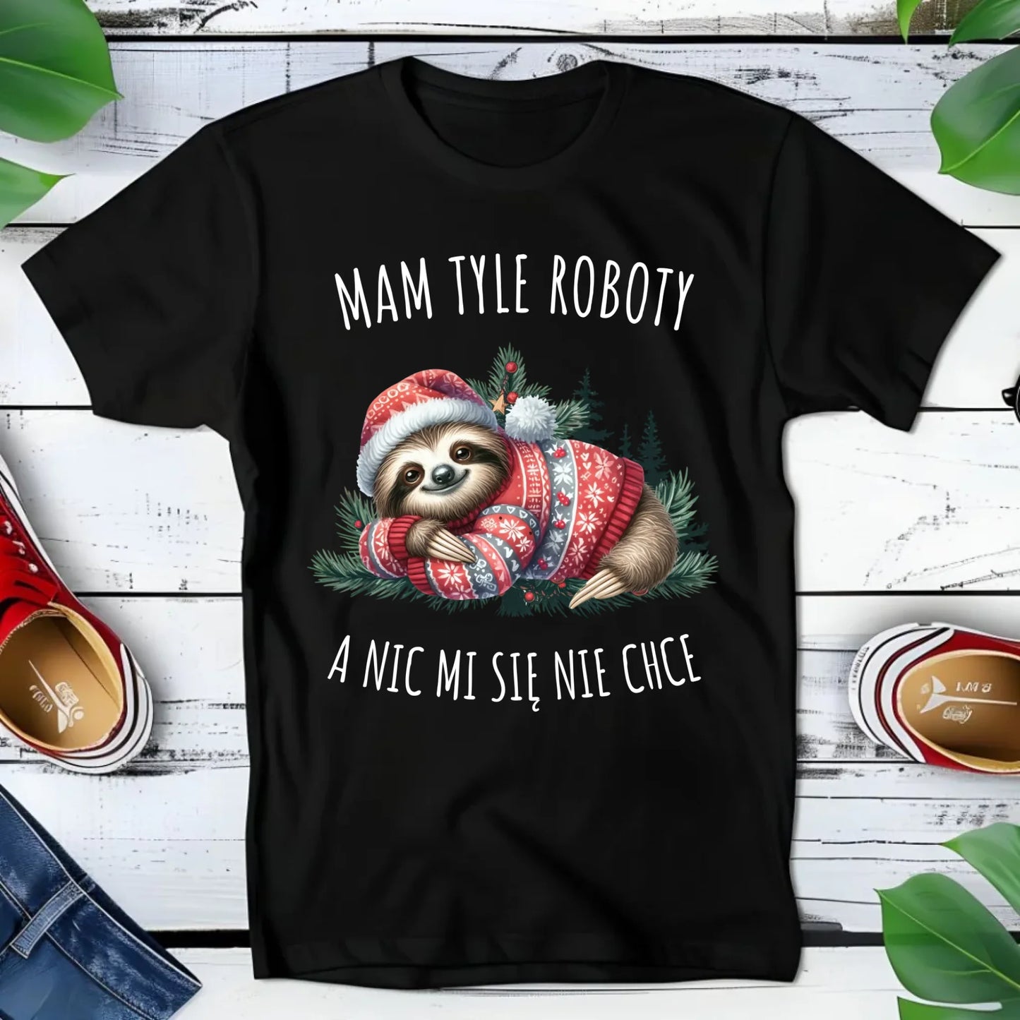 Koszulka dziecięca świąteczna - Leniwiec Mam tyle roboty, a nic mi się nie chce BN18 - StoryCups.pl