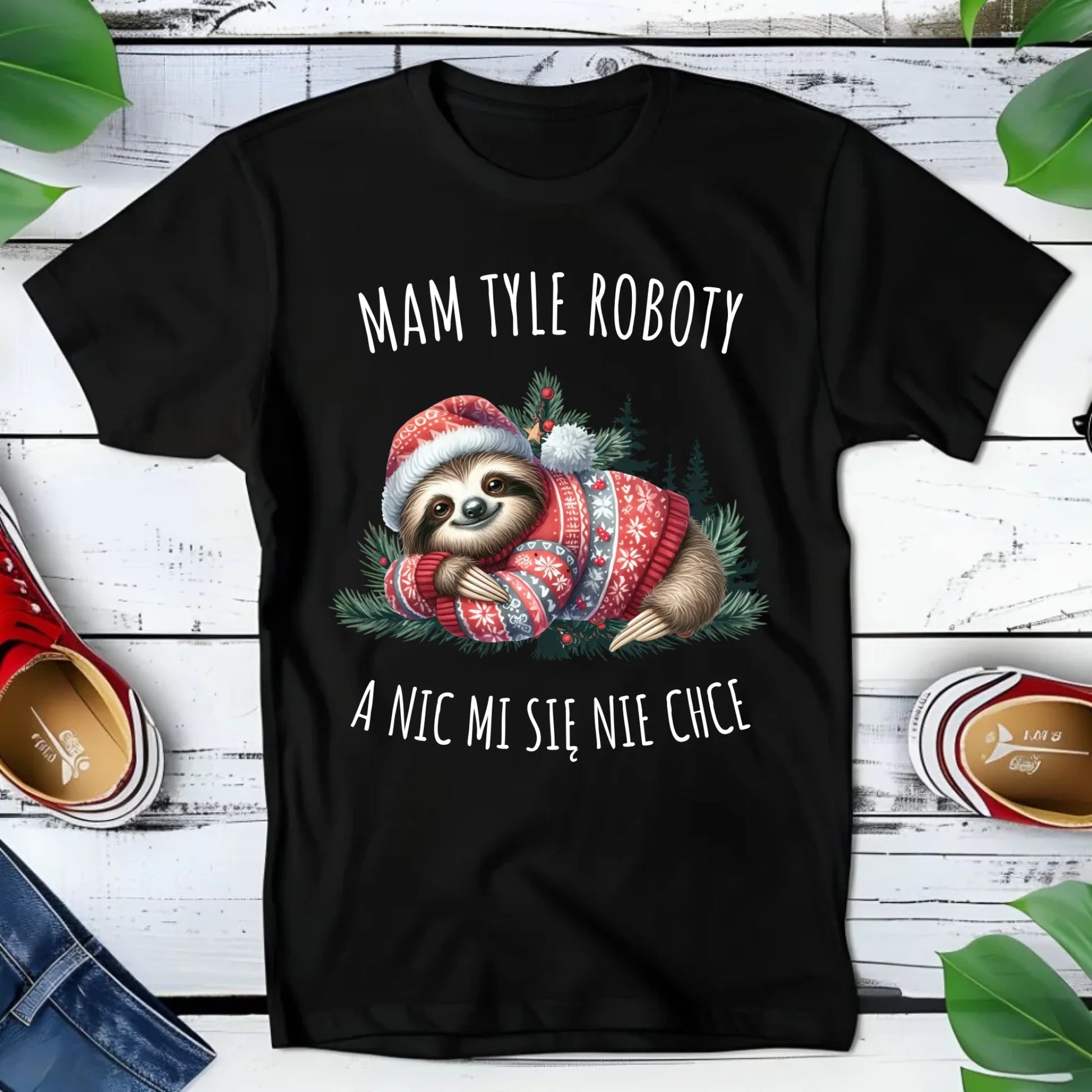 Koszulka dziecięca świąteczna - Leniwiec Mam tyle roboty, a nic mi się nie chce BN18 - StoryCups.pl