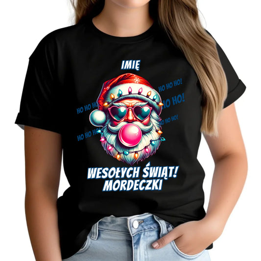 Koszulka damska świąteczna - Mikołaj Wesołych Świąt Mordeczki - personalizowana BN17 - StoryCups.pl