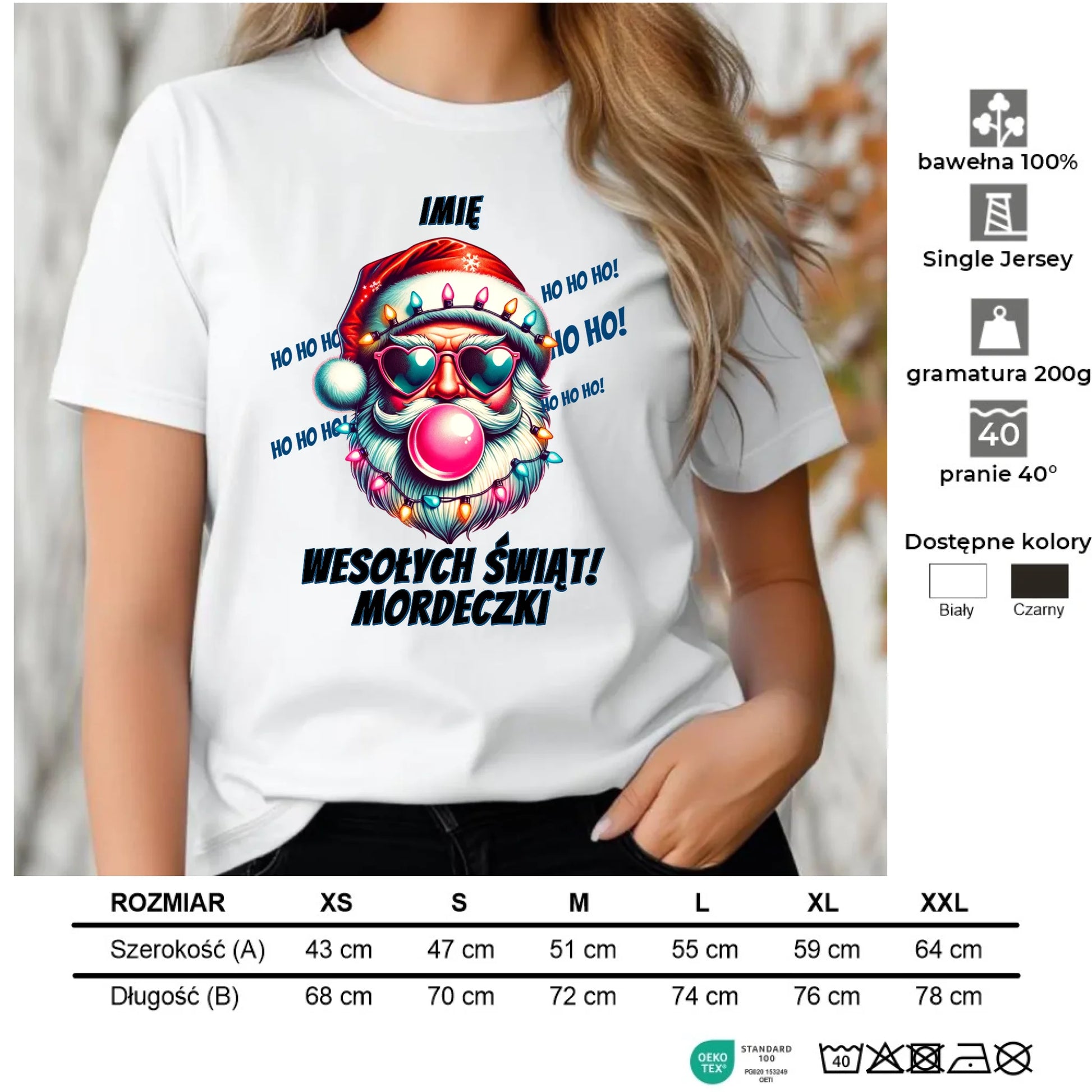 Koszulka damska świąteczna - Mikołaj Wesołych Świąt Mordeczki - personalizowana BN17 - StoryCups.pl