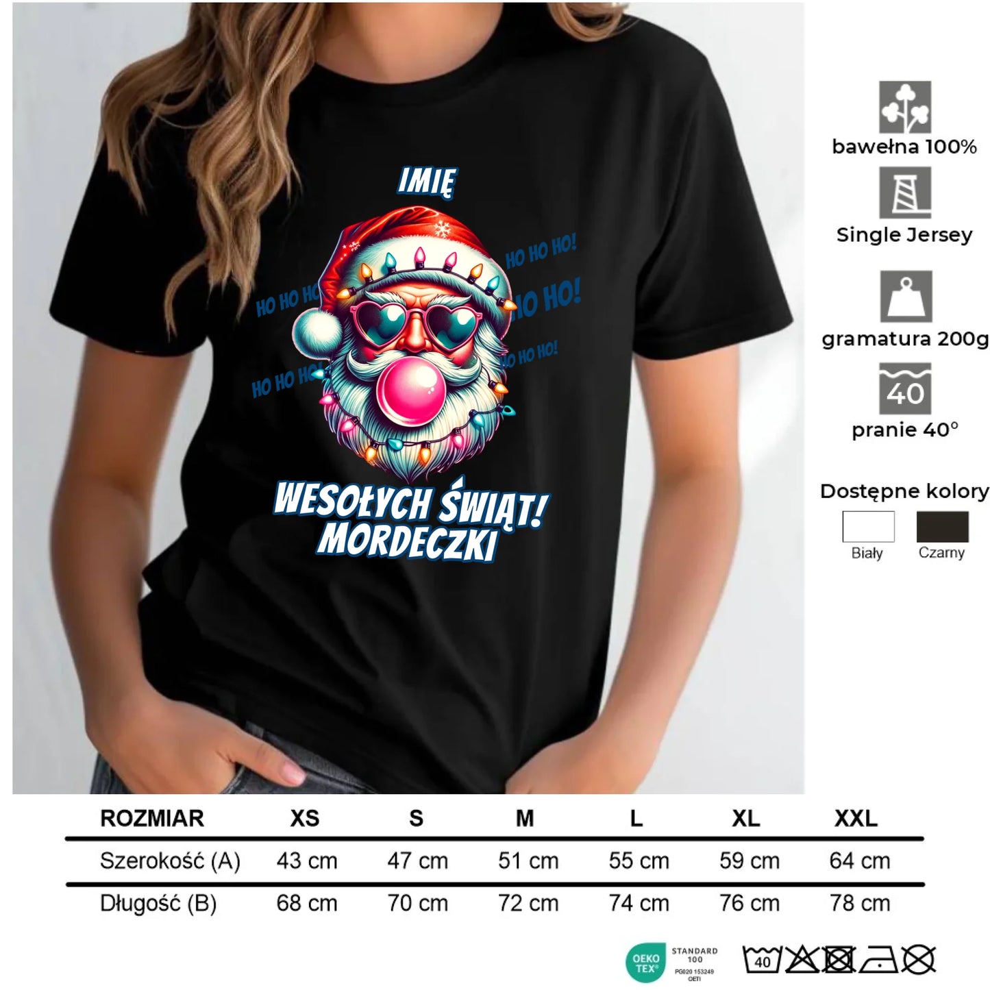 Koszulka damska świąteczna - Mikołaj Wesołych Świąt Mordeczki - personalizowana BN17 - StoryCups.pl