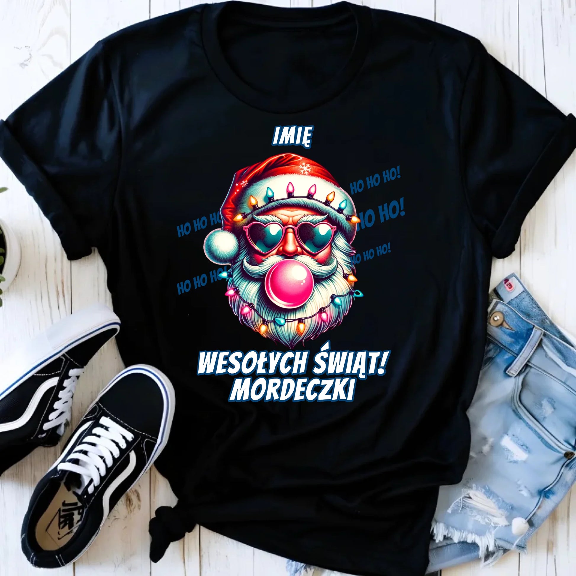 Koszulka damska świąteczna - Mikołaj Wesołych Świąt Mordeczki - personalizowana BN17 - StoryCups.pl