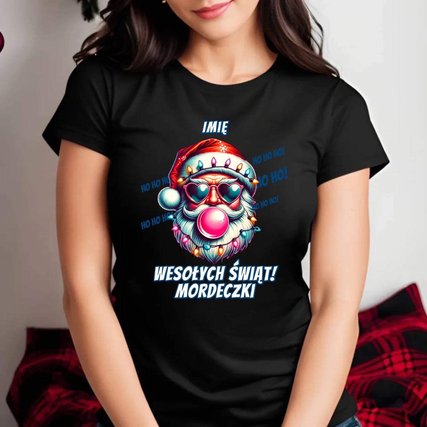 Koszulka damska świąteczna - Mikołaj Wesołych Świąt Mordeczki - personalizowana BN17 - StoryCups.pl