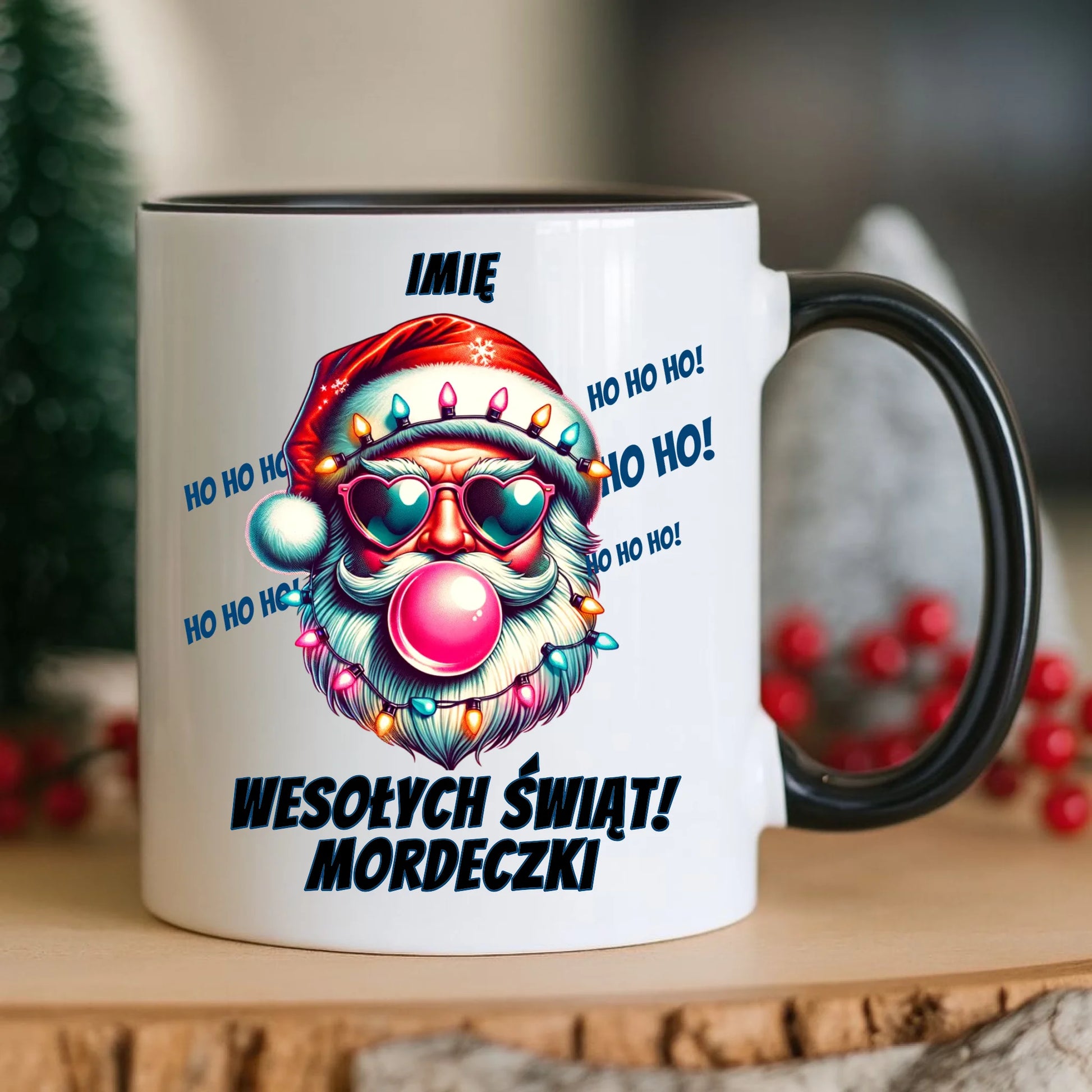 Kubek świąteczny - Mikołaj Wesołych Świąt Mordeczki - personalizowany BN17 - StoryCups.pl