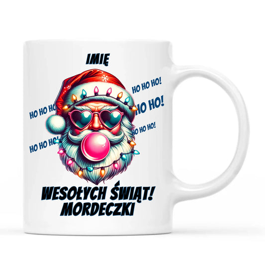 Kubek świąteczny - Mikołaj Wesołych Świąt Mordeczki - personalizowany BN17 - StoryCups.pl