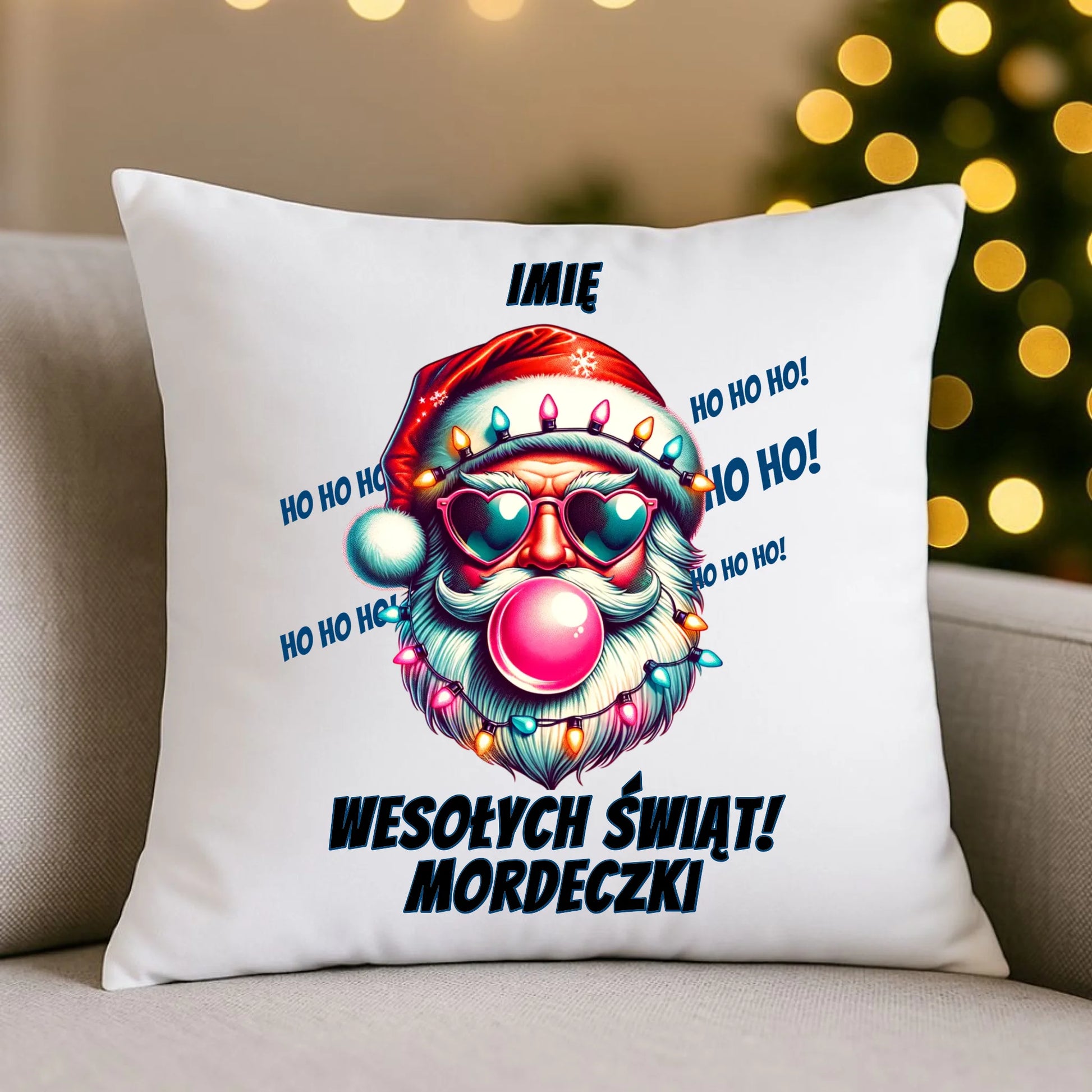 Poduszka świąteczna - Mikołaj Wesołych Świąt Mordeczki - personalizowana BN17 - StoryCups.pl