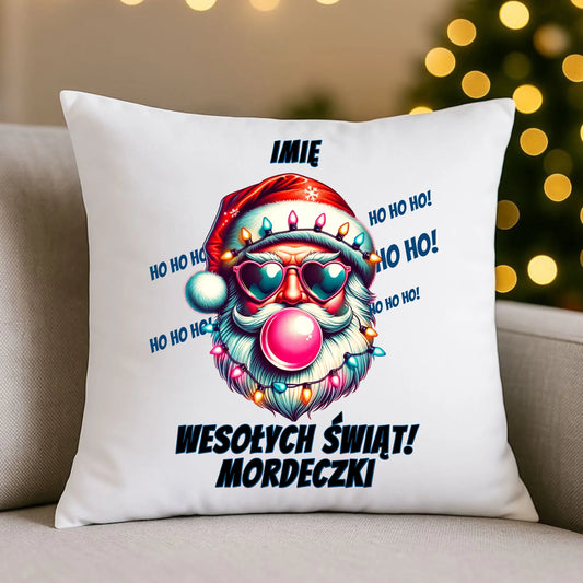 Poduszka świąteczna - Mikołaj Wesołych Świąt Mordeczki - personalizowana BN17 - StoryCups.pl