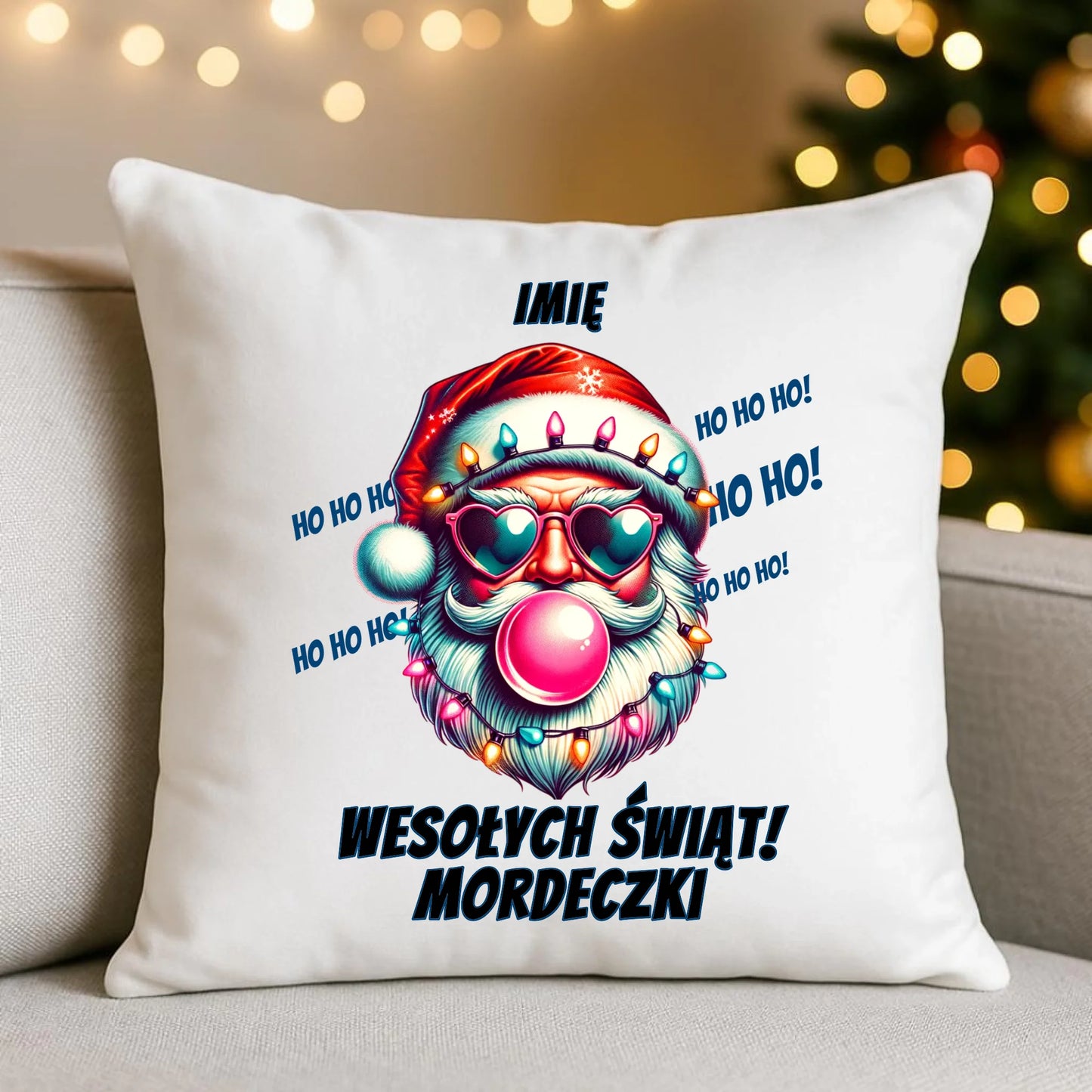 Poduszka świąteczna - Mikołaj Wesołych Świąt Mordeczki - personalizowana BN17 - StoryCups.pl