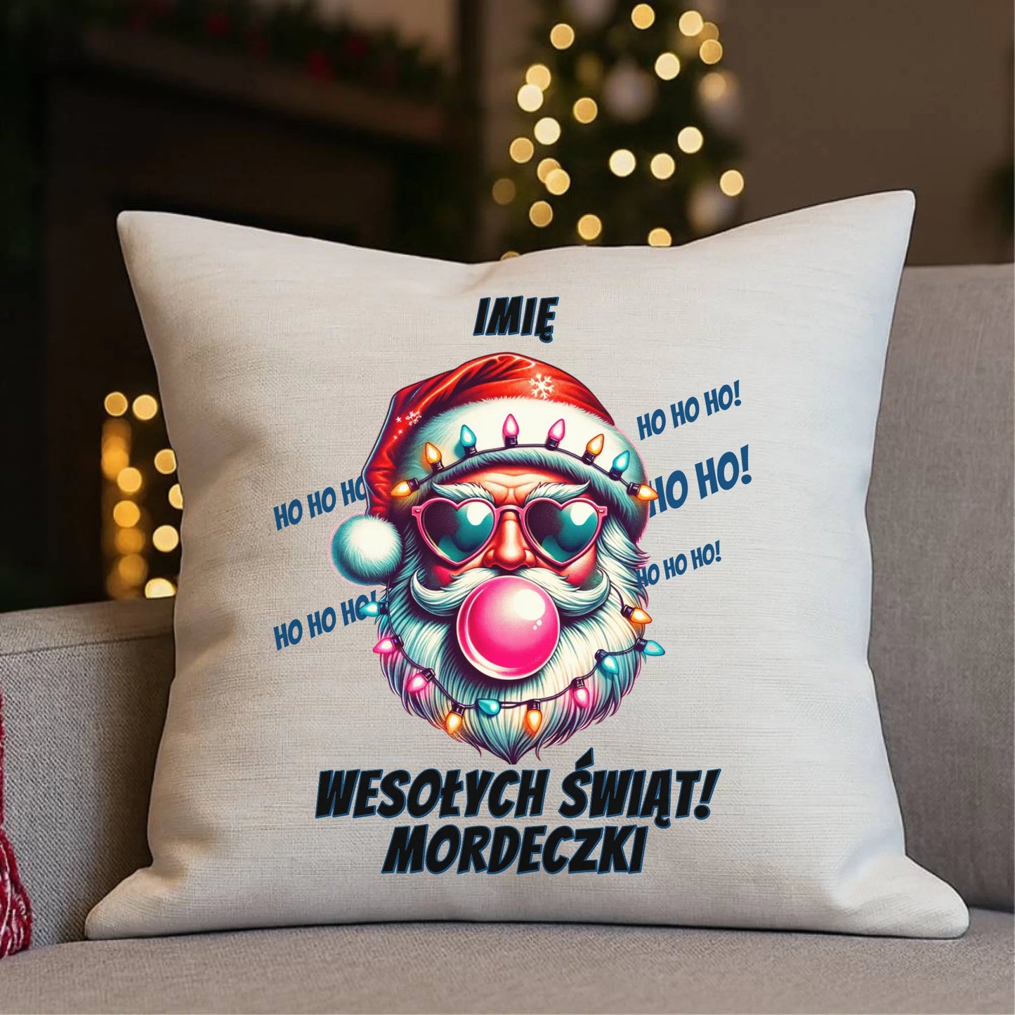 Poduszka świąteczna - Mikołaj Wesołych Świąt Mordeczki - personalizowana BN17 - StoryCups.pl