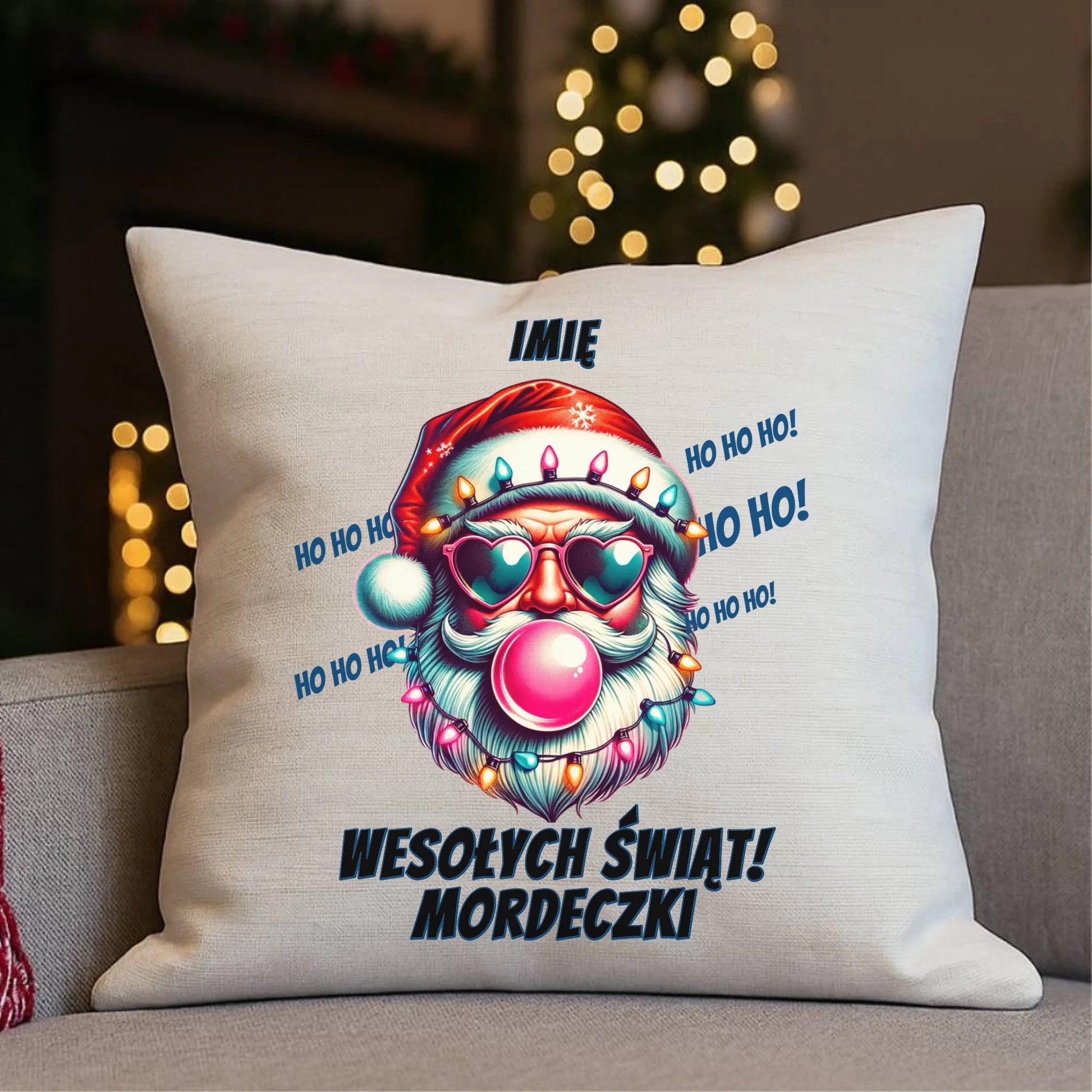 Poduszka świąteczna - Mikołaj Wesołych Świąt Mordeczki - personalizowana BN17 - StoryCups.pl