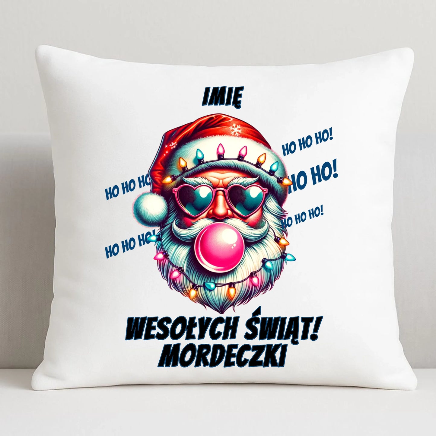 Poduszka świąteczna - Mikołaj Wesołych Świąt Mordeczki - personalizowana BN17 - StoryCups.pl