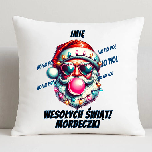 Poduszka świąteczna - Mikołaj Wesołych Świąt Mordeczki - personalizowana BN17 - StoryCups.pl