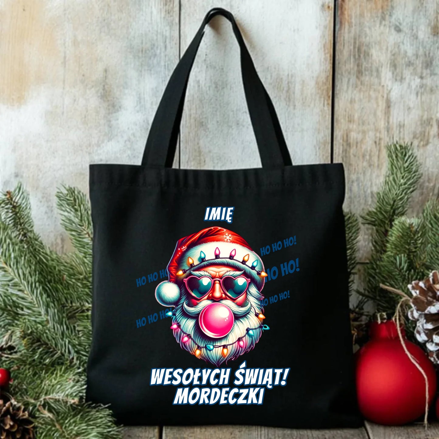 Torba świąteczna - Mikołaj Wesołych Świąt Mordeczki - personalizowana BN17 - StoryCups.pl