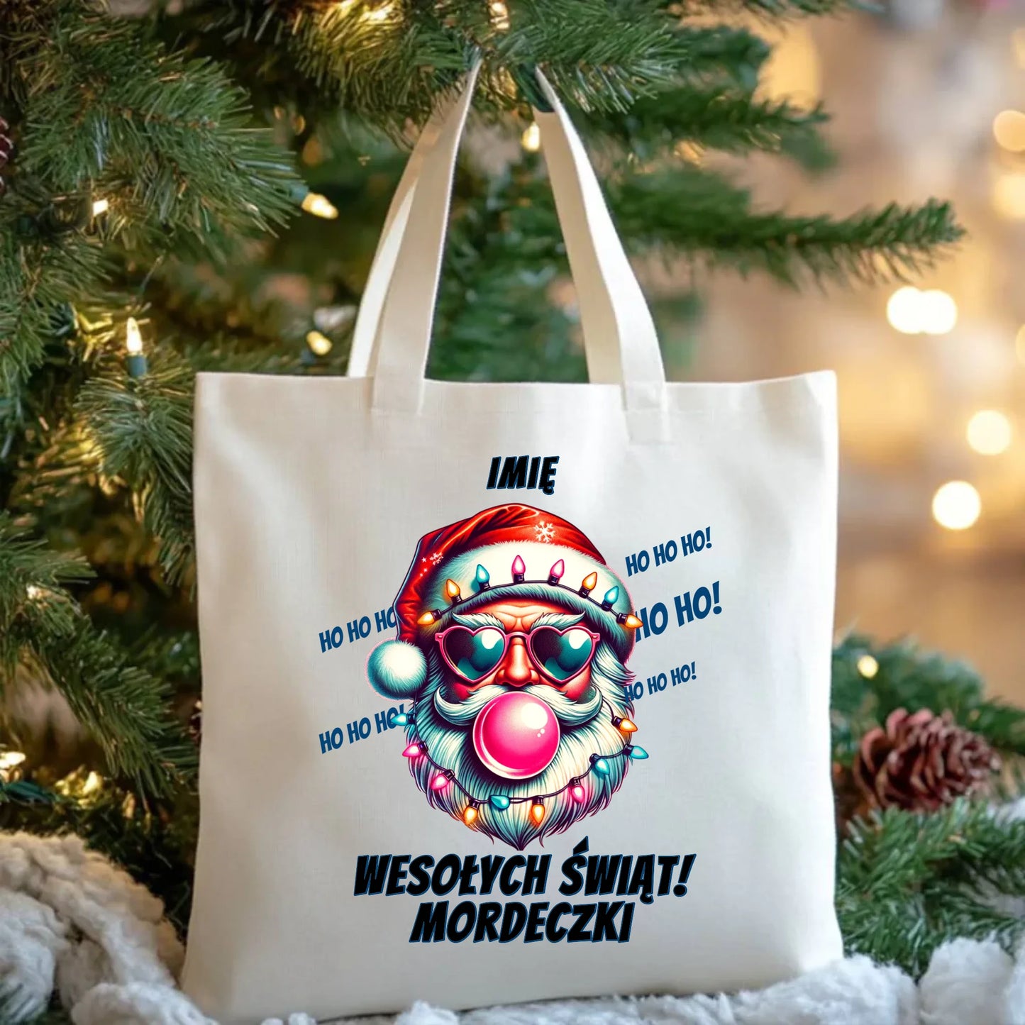 Torba świąteczna - Mikołaj Wesołych Świąt Mordeczki - personalizowana BN17 - StoryCups.pl