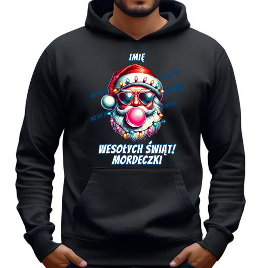 Bluza męska z kapturem świąteczna - Mikołaj Wesołych Świąt Mordeczki - personalizowana BN17 - StoryCups.pl