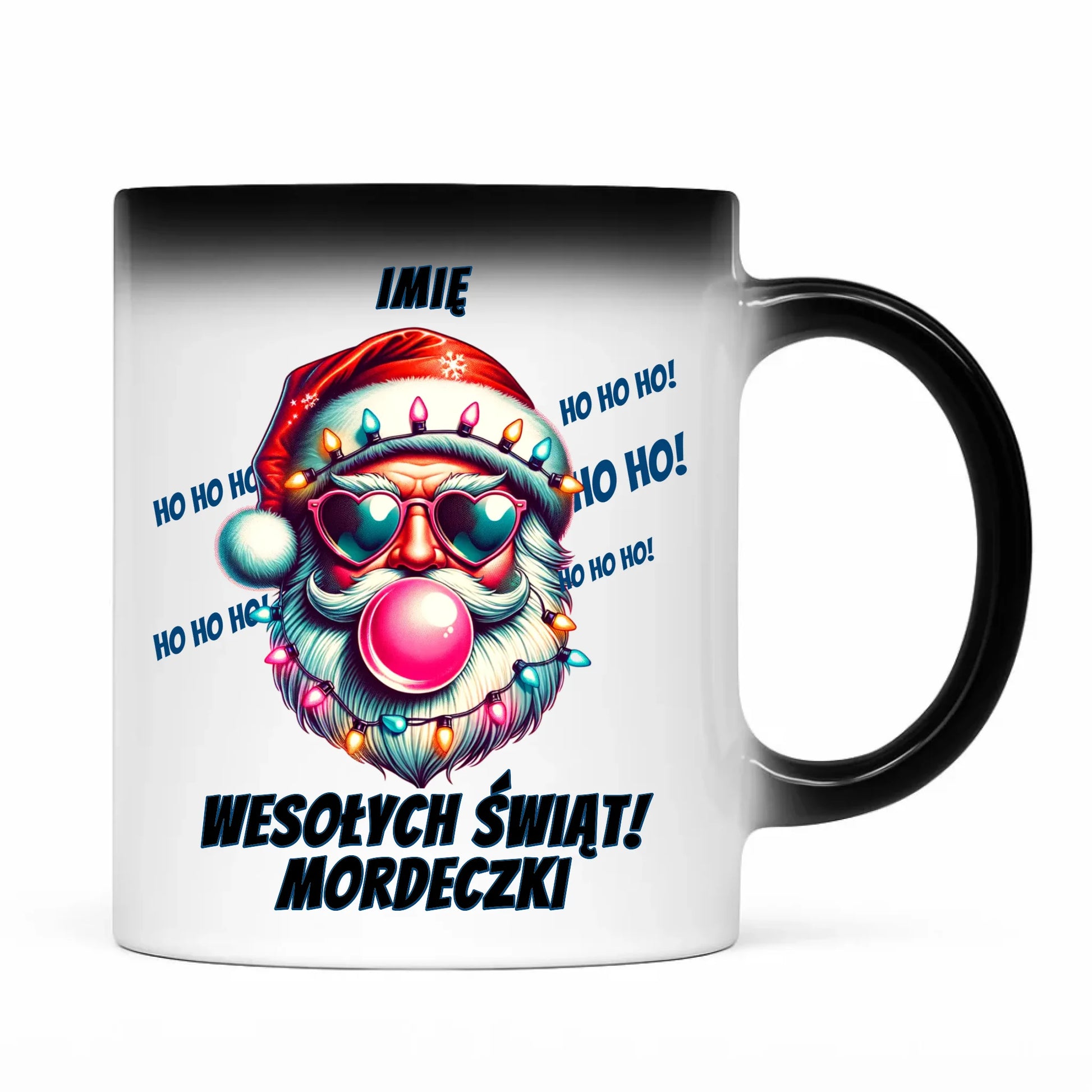 Kubek magiczny świąteczny - Mikołaj Wesołych Świąt Mordeczki - personalizowany BN17 - StoryCups.pl