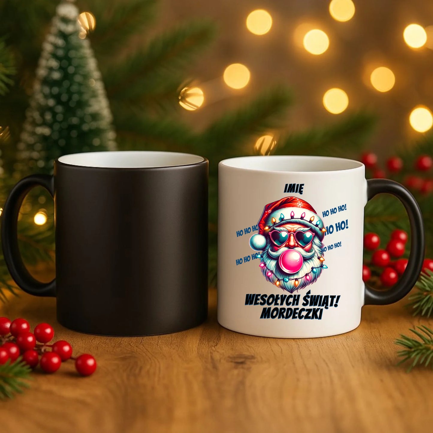 Kubek magiczny świąteczny - Mikołaj Wesołych Świąt Mordeczki - personalizowany BN17 - StoryCups.pl