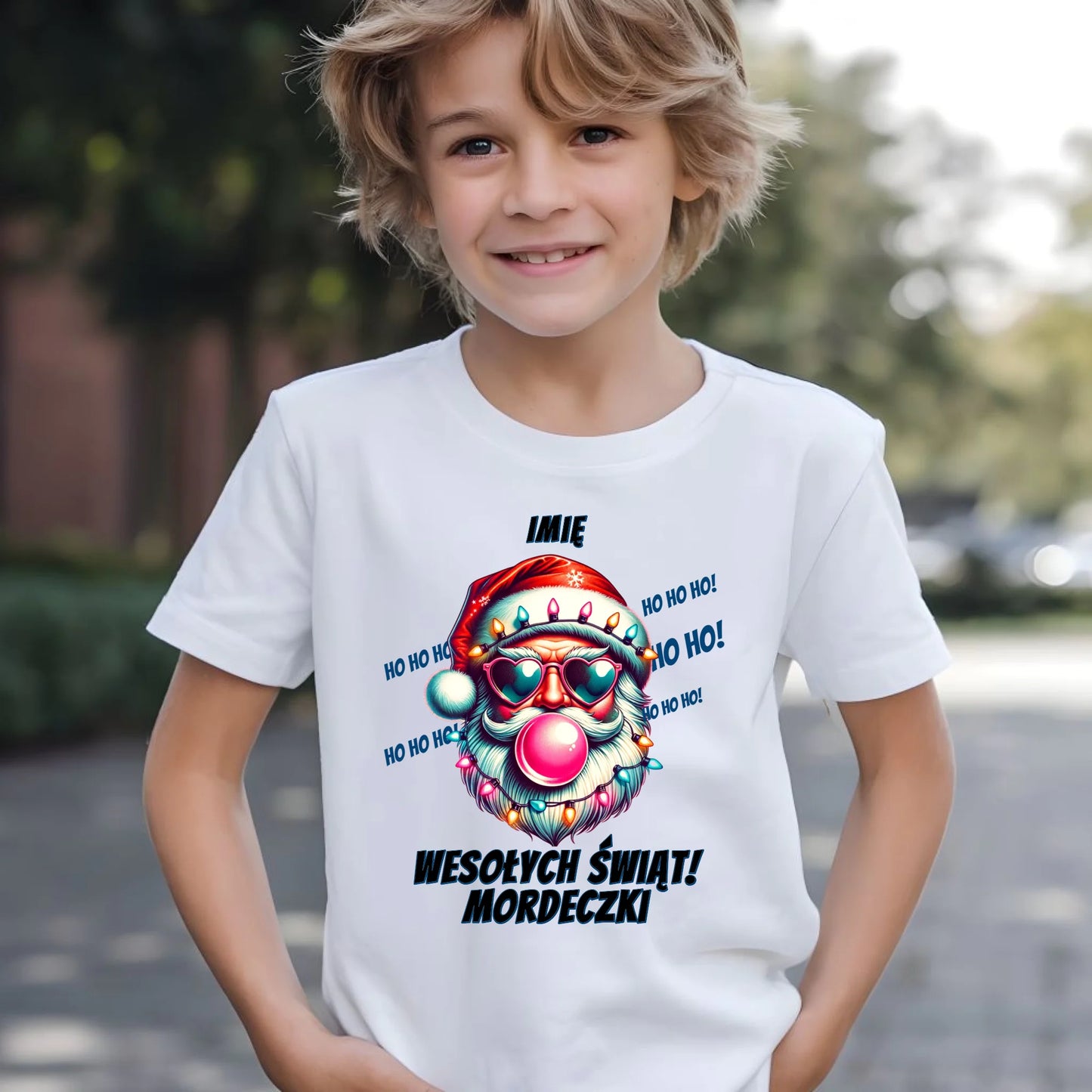 Koszulka dziecięca świąteczna - Mikołaj Wesołych Świąt Mordeczki - personalizowana BN17 - StoryCups.pl