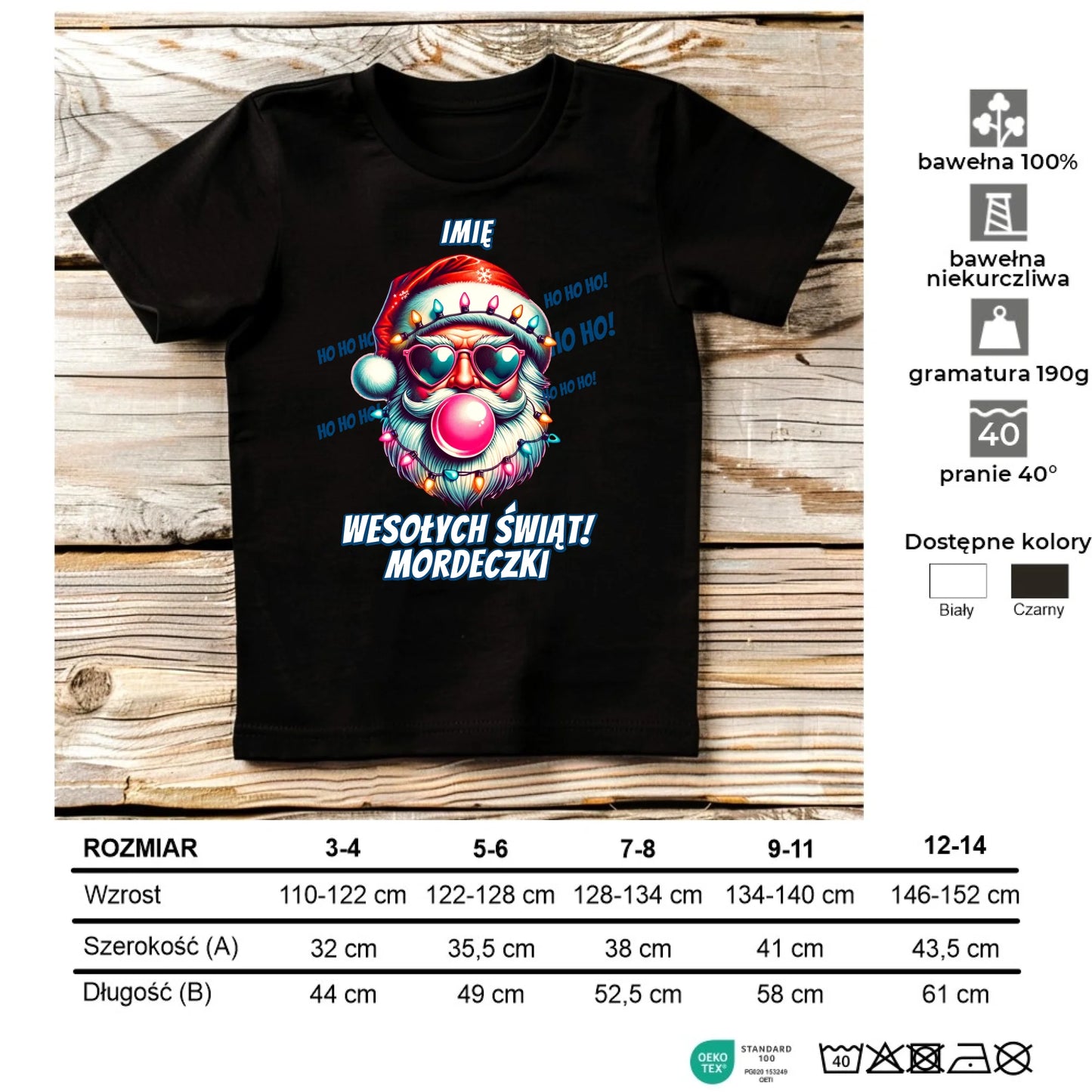 Koszulka dziecięca świąteczna - Mikołaj Wesołych Świąt Mordeczki - personalizowana BN17 - StoryCups.pl