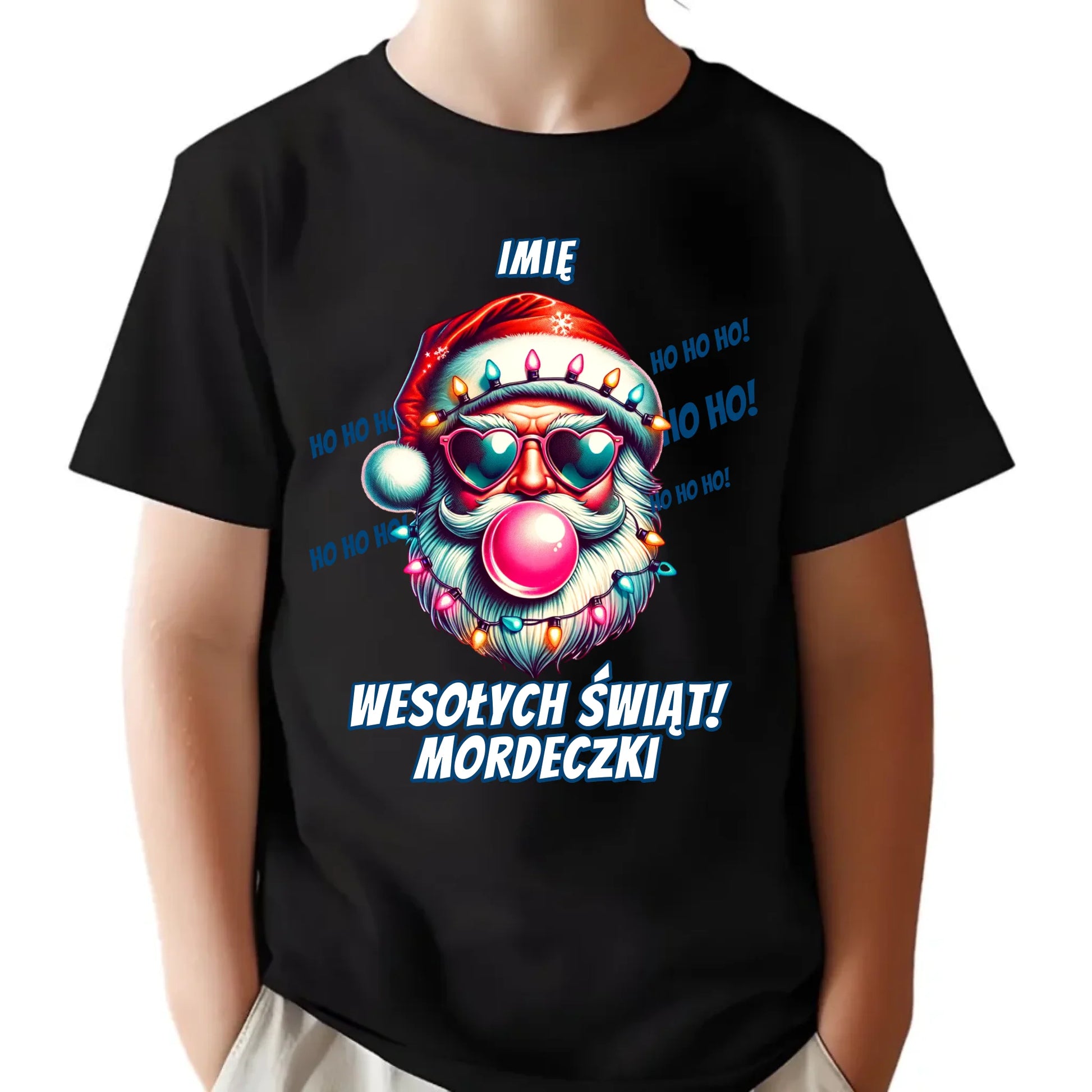 Koszulka dziecięca świąteczna - Mikołaj Wesołych Świąt Mordeczki - personalizowana BN17 - StoryCups.pl
