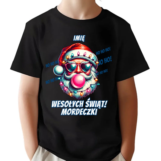Koszulka dziecięca świąteczna - Mikołaj Wesołych Świąt Mordeczki - personalizowana BN17 - StoryCups.pl