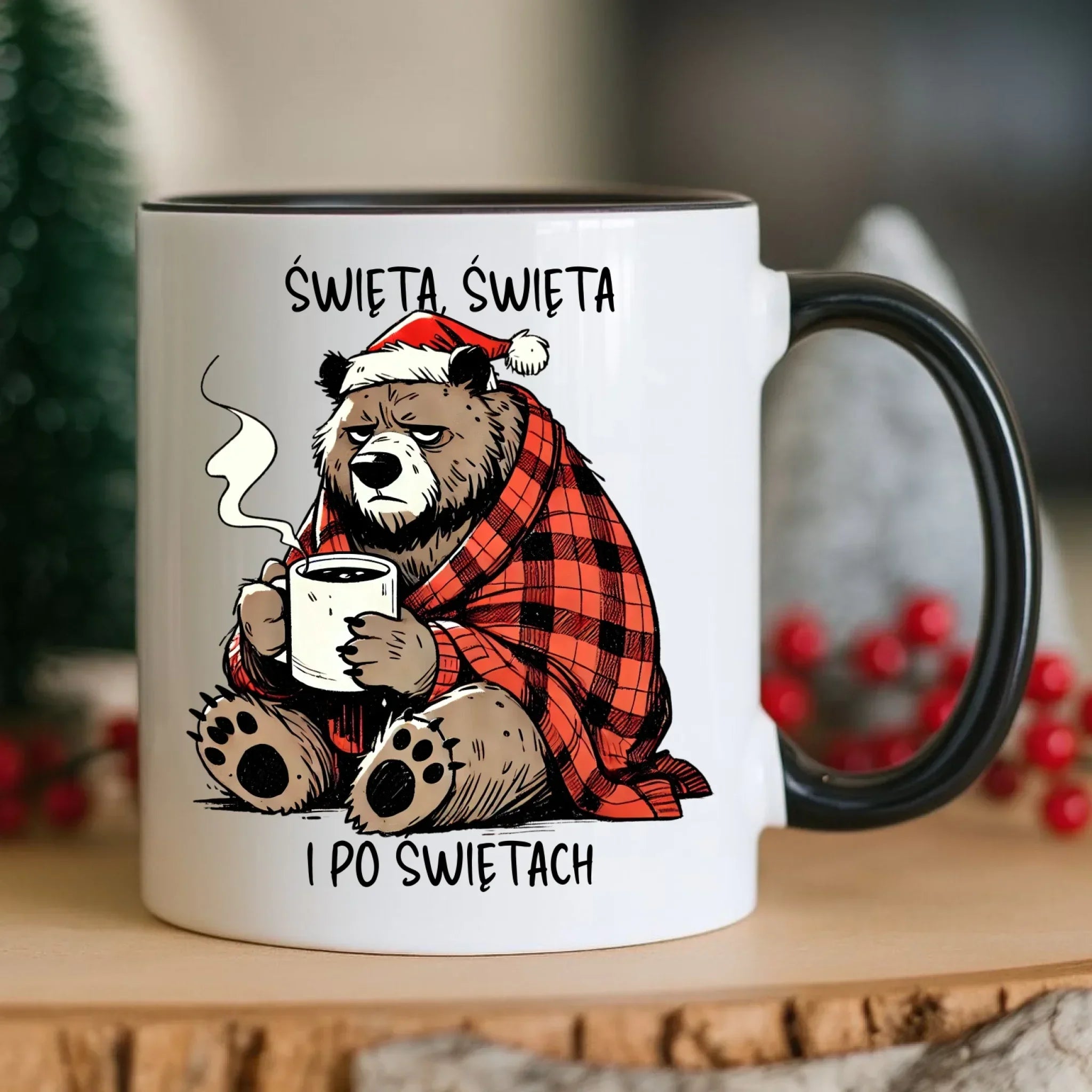 Kubek świąteczny - Miś Święta, święta i po świętach BN16 - StoryCups.pl
