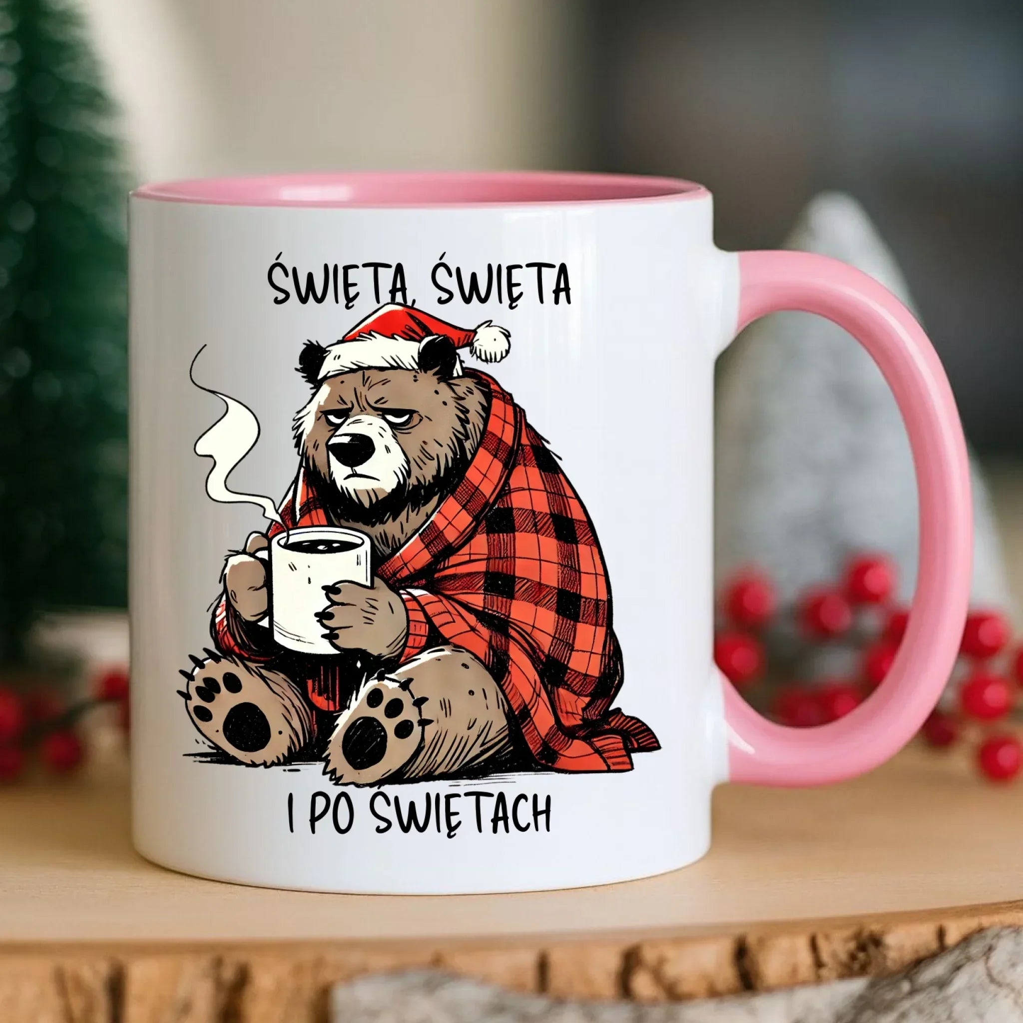 Kubek świąteczny - Miś Święta, święta i po świętach BN16 - StoryCups.pl