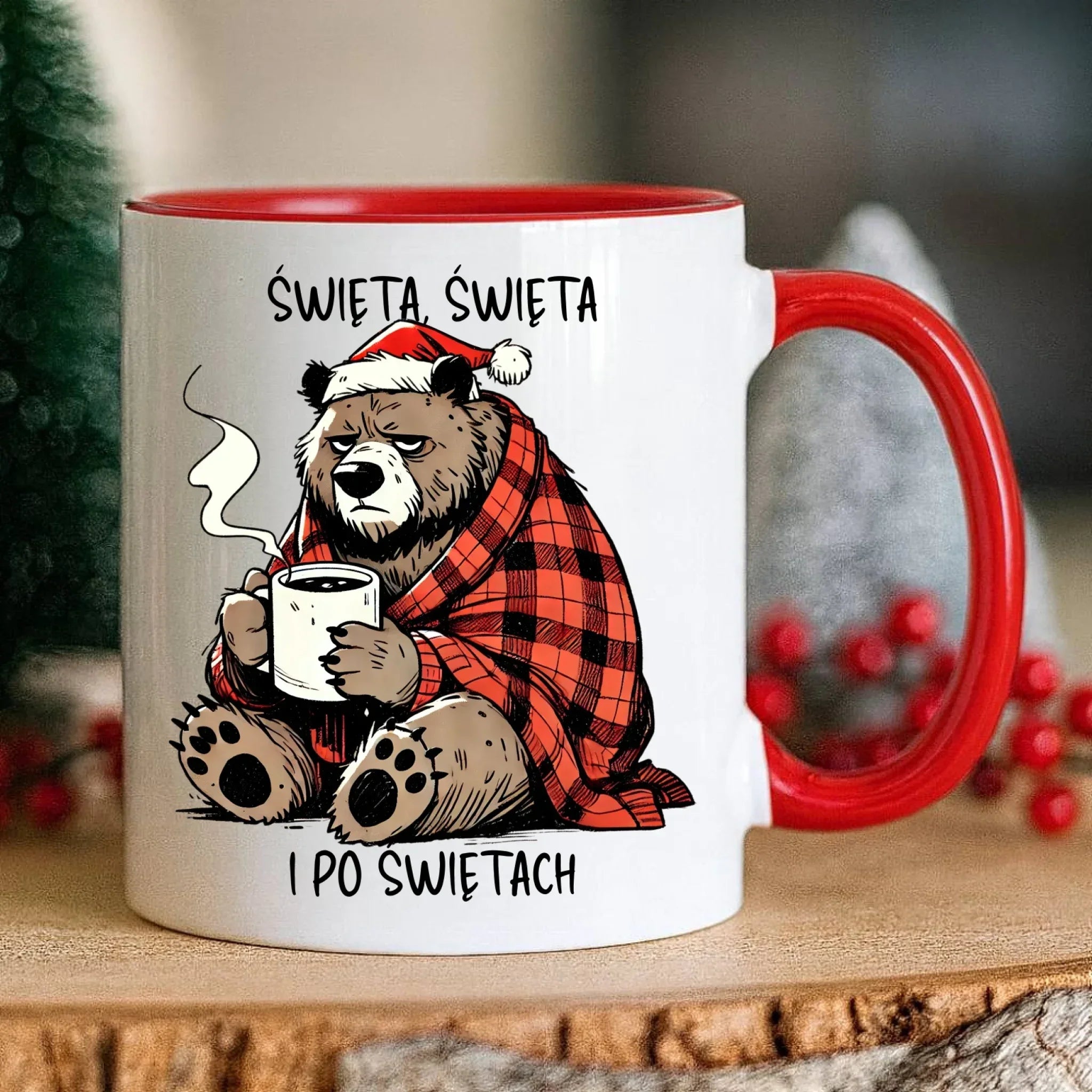 Kubek świąteczny - Miś Święta, święta i po świętach BN16 - StoryCups.pl
