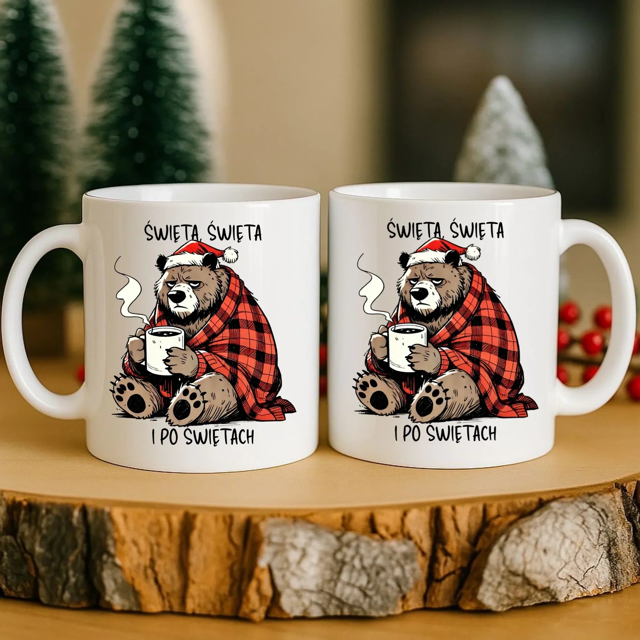 Kubek świąteczny - Miś Święta, święta i po świętach BN16 - StoryCups.pl