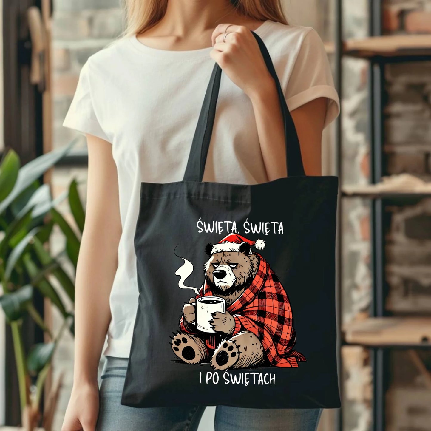 Torba świąteczna - Miś Święta, święta i po świętach BN16 - StoryCups.pl