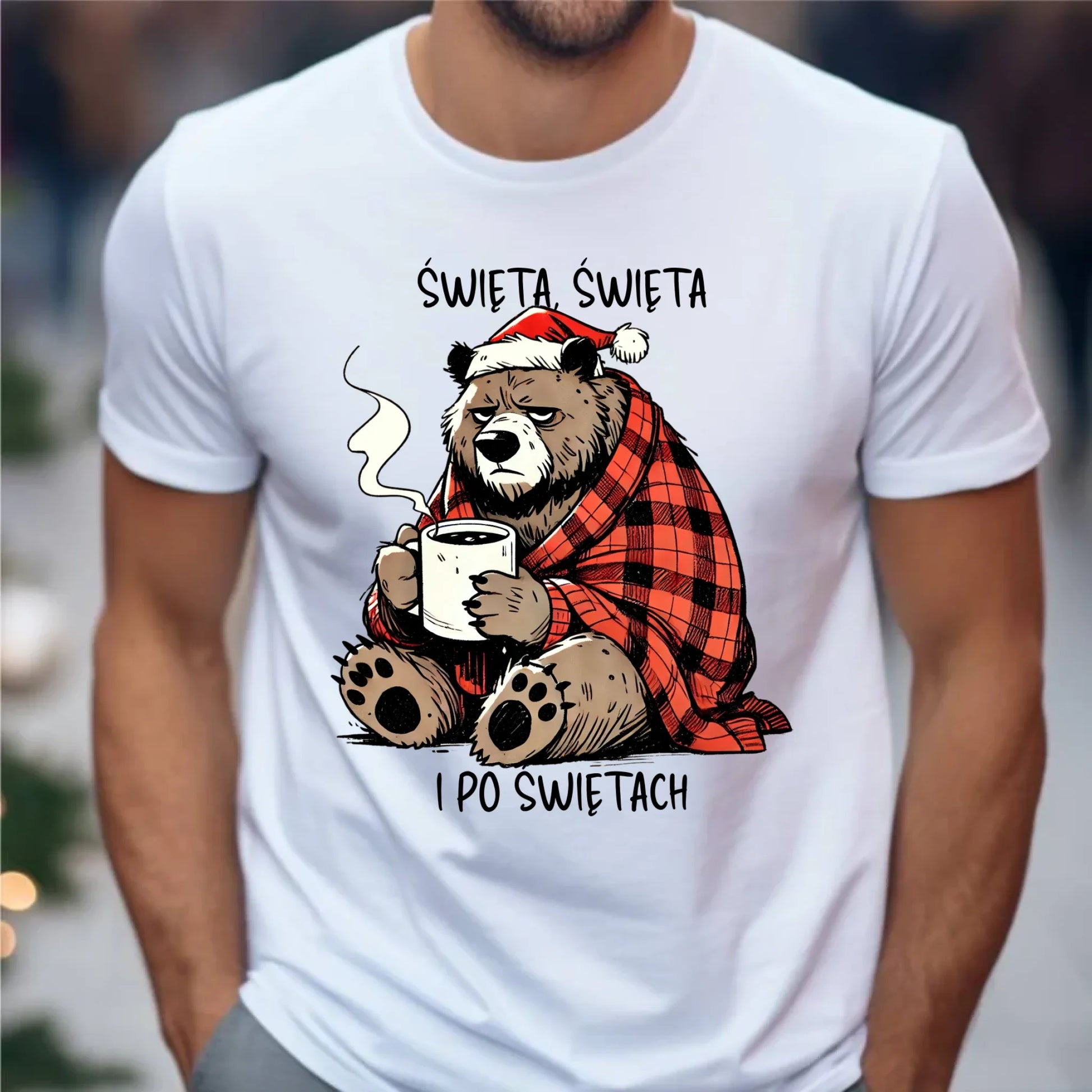 Koszulka męska świąteczna - Miś Święta, święta i po świętach BN16 - StoryCups.pl