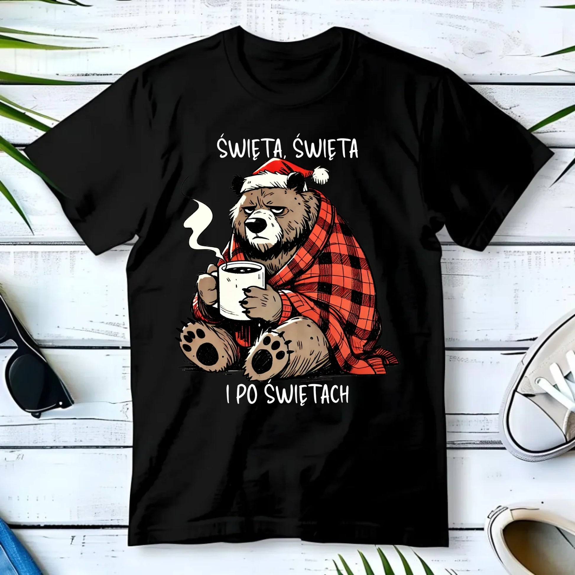 Koszulka męska świąteczna - Miś Święta, święta i po świętach BN16 - StoryCups.pl