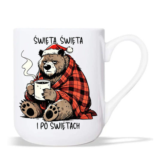 Kubek elegant świąteczny - Miś Święta, święta i po świętach BN16 - StoryCups.pl