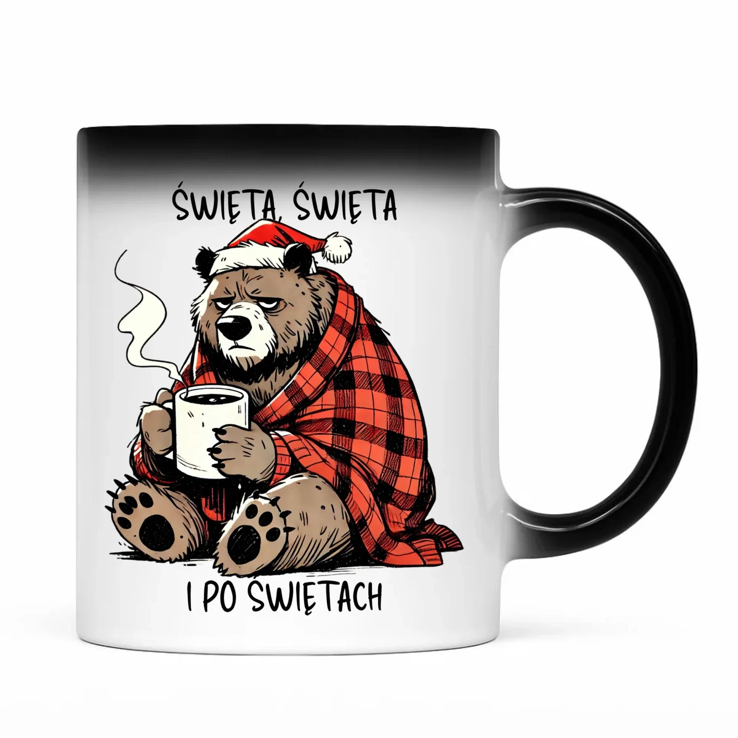 Kubek magiczny świąteczny - Miś Święta, święta i po świętach BN16 - StoryCups.pl