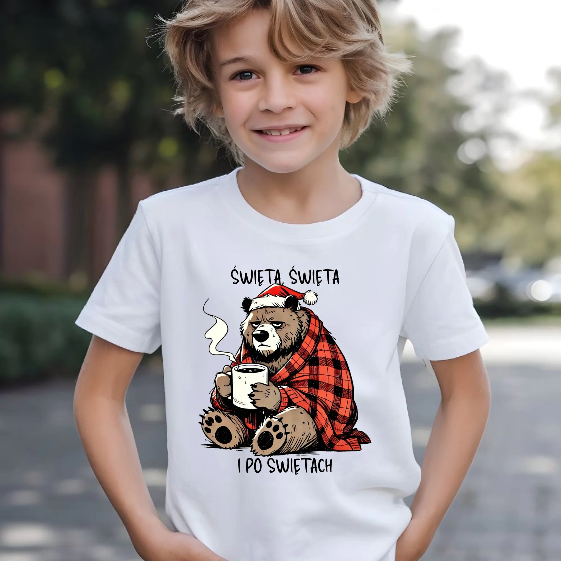 Koszulka dziecięca świąteczna - Miś Święta, święta i po świętach BN16 - StoryCups.pl